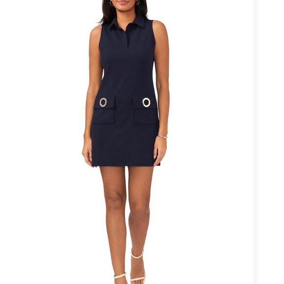 MSK Navy Sleeveless Dress with Grommets - M - Dresses NWT $59 - Picture 1 of 10
